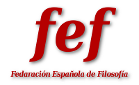 Logo con las letras fef y debajo texto "Federación Española de Filosofía"