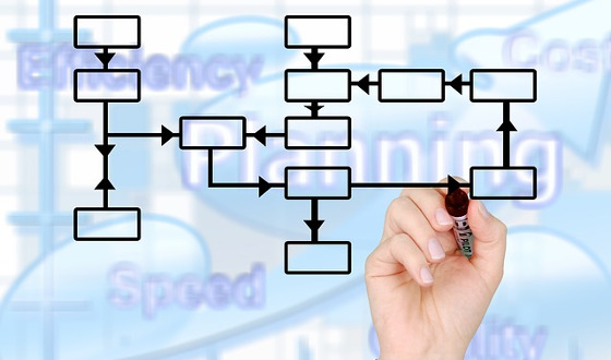 Mano dibujando un diagrama con un rotulador