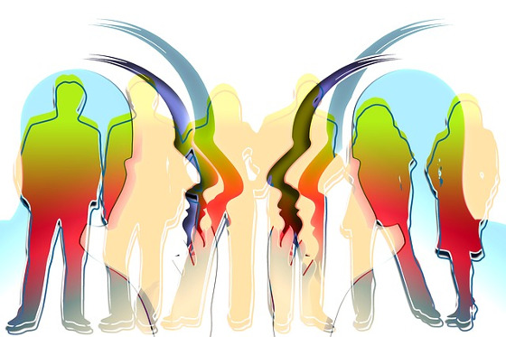 Caras y siluetas de figuras humanas