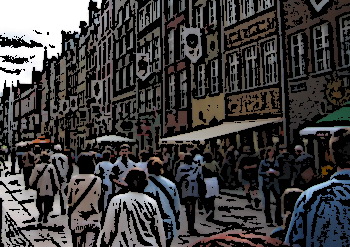 Calle de una ciudad con efecto viñeta